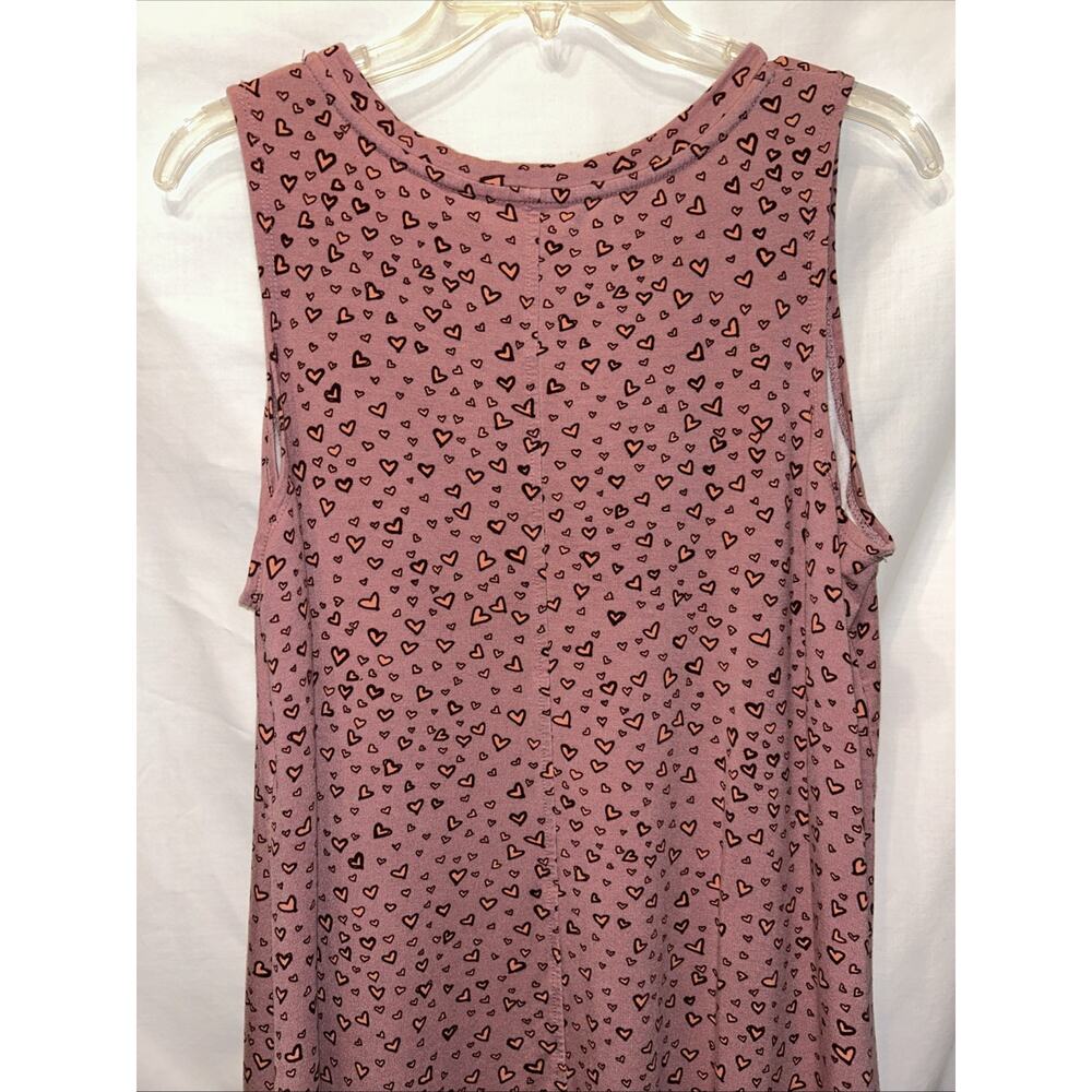 LOGO Lounge Lori Goldstein Size Lg Pink Heart Print Sleeveless Tunic Tank Top - Picture 9 of 10
